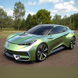 A sleek and futuristic eco-friendly car design named 'Eco Lancer 8'