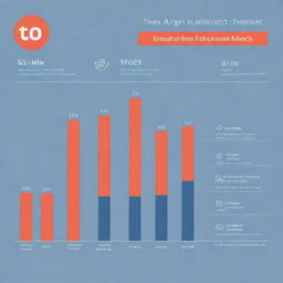 An infographic displaying the growth in followers, engagement, and reach of a brand on social media, with rising lines and bar graphs in brand's specific colors.