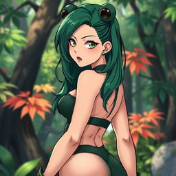 A sultry and alluring version of the character Tsuyu Asui from My Hero Academia