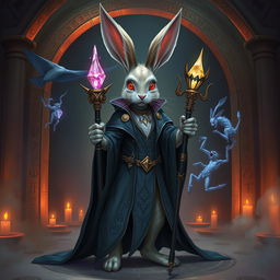 A seductive rabbit necromancer in a fantasy D&D setting, exuding an aura of allure and magic