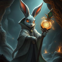 An alluring rabbit necromancer in a fantasy setting, radiating both beauty and dark enchantment