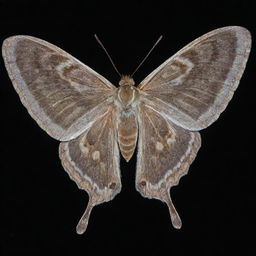 A moth glowing with soft, luminous light in a moonlit night, showcasing the intricate pattern on its wings.