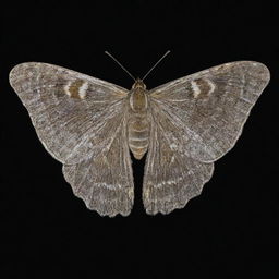 A moth glowing with soft, luminous light in a moonlit night, showcasing the intricate pattern on its wings.