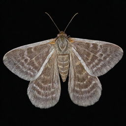 A moth glowing with soft, luminous light in a moonlit night, showcasing the intricate pattern on its wings.