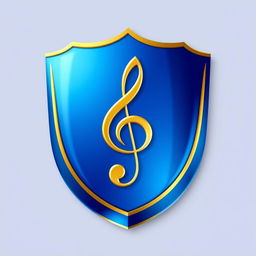 A blue shield with a golden border featuring a treble clef in the center