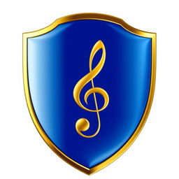 A blue shield with a golden border featuring a C clef in the center