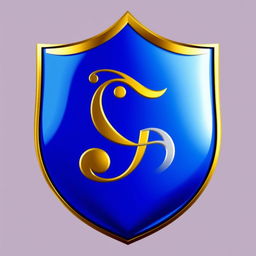 A blue shield with a golden border featuring a C clef in the center