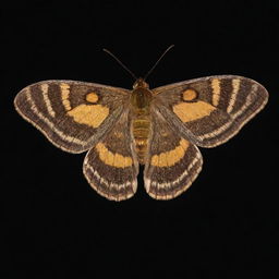 A moth exuding a radiant, luminous glow, highlighting the exceptional pattern on its wings under the serene darkness of night.