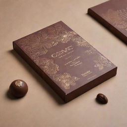 An avant-garde, unique chocolate packaging design with beautiful embellishments and earthy colour scheme.