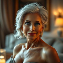 A sensual portrayal of an elegant older woman with captivating allure