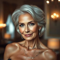 A sensual portrayal of an elegant older woman with captivating allure