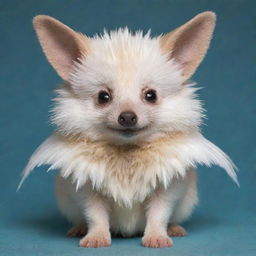 A cute hedgehog endowed with bird wings, polar bear fur, and the ears of a fennec fox, named Dennis.