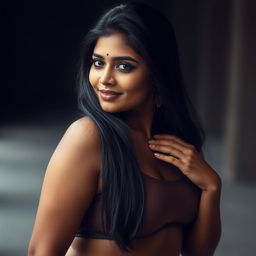 A natural and confident Indian woman, exuding beauty and elegance