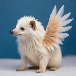 An enchanting hedgehog with the powerful legs of a polar bear, delicate ears of a fennec fox and graceful bird wings.