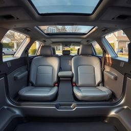 A modern family car with seven seats, showcasing a spacious interior designed for comfort and convenience