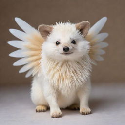 An enchanting hedgehog with the powerful legs of a polar bear, delicate ears of a fennec fox and graceful bird wings.