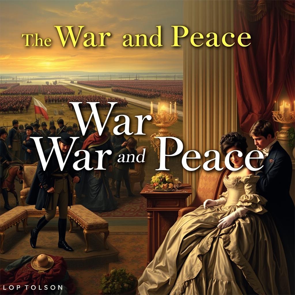 A captivating and visually stunning book cover for the novel "War and Peace" by Leo Tolstoy