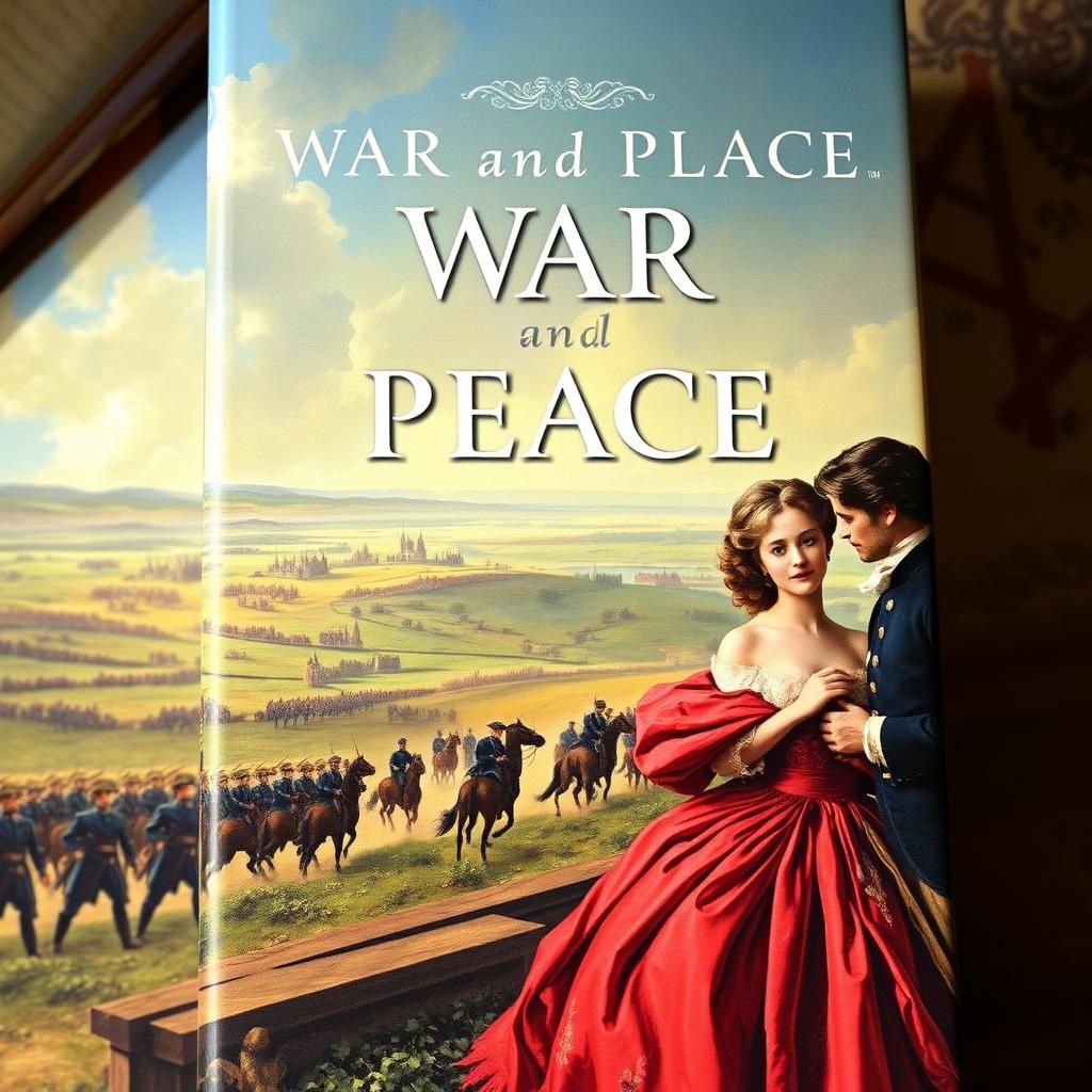 A captivating and visually stunning book cover for the novel "War and Peace" by Leo Tolstoy