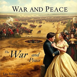 A captivating and visually stunning book cover for the novel "War and Peace" by Leo Tolstoy