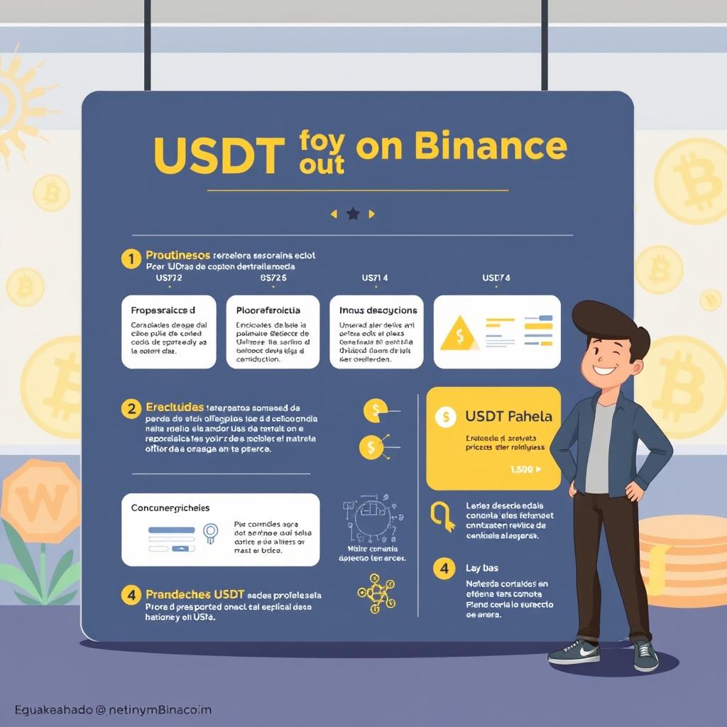 An educational illustration demonstrating how to buy USDT on Binance in Spanish