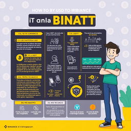 An educational illustration demonstrating how to buy USDT on Binance in Spanish