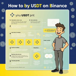 An educational illustration demonstrating how to buy USDT on Binance in Spanish