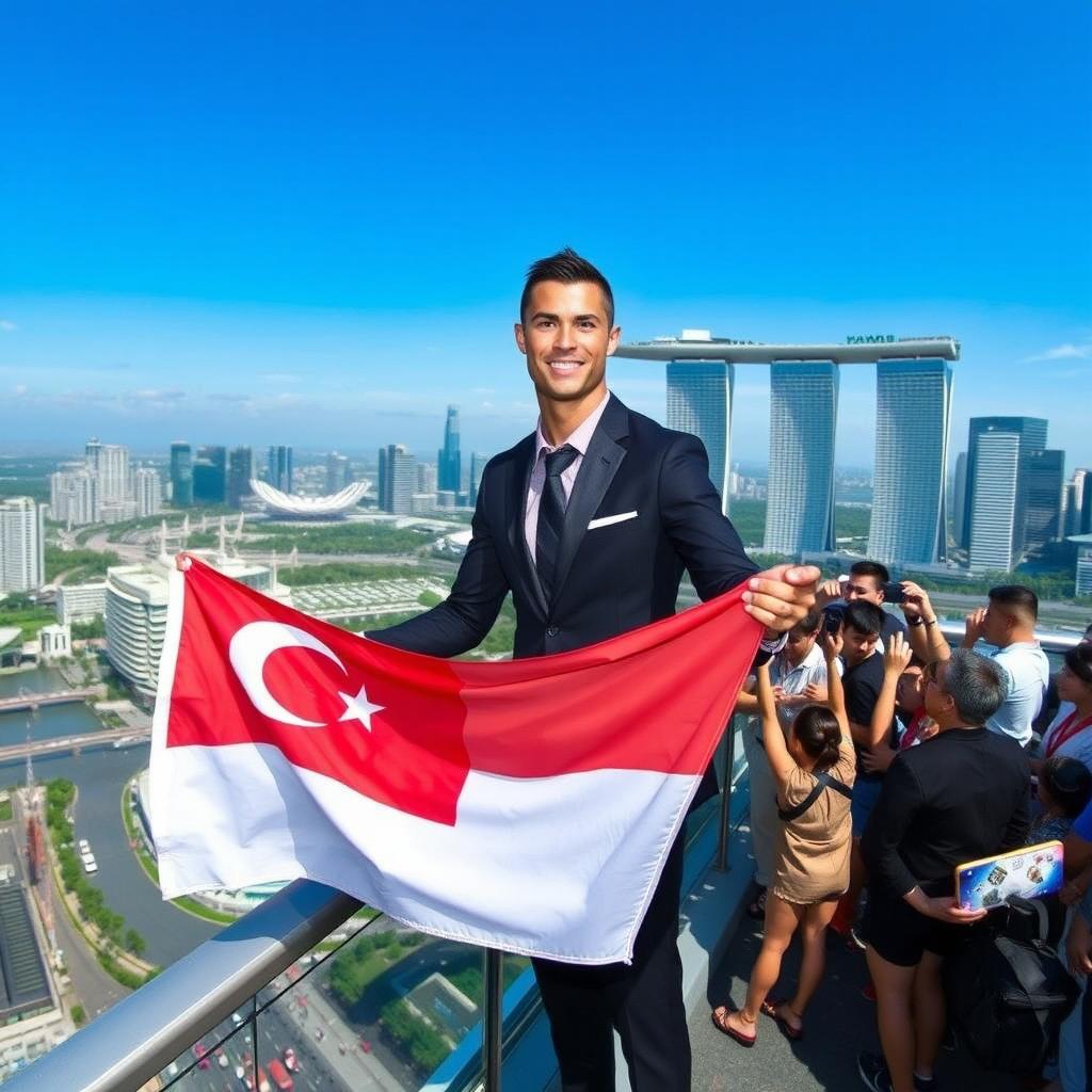 Cristiano Ronaldo visiting the vibrant city of Singapore