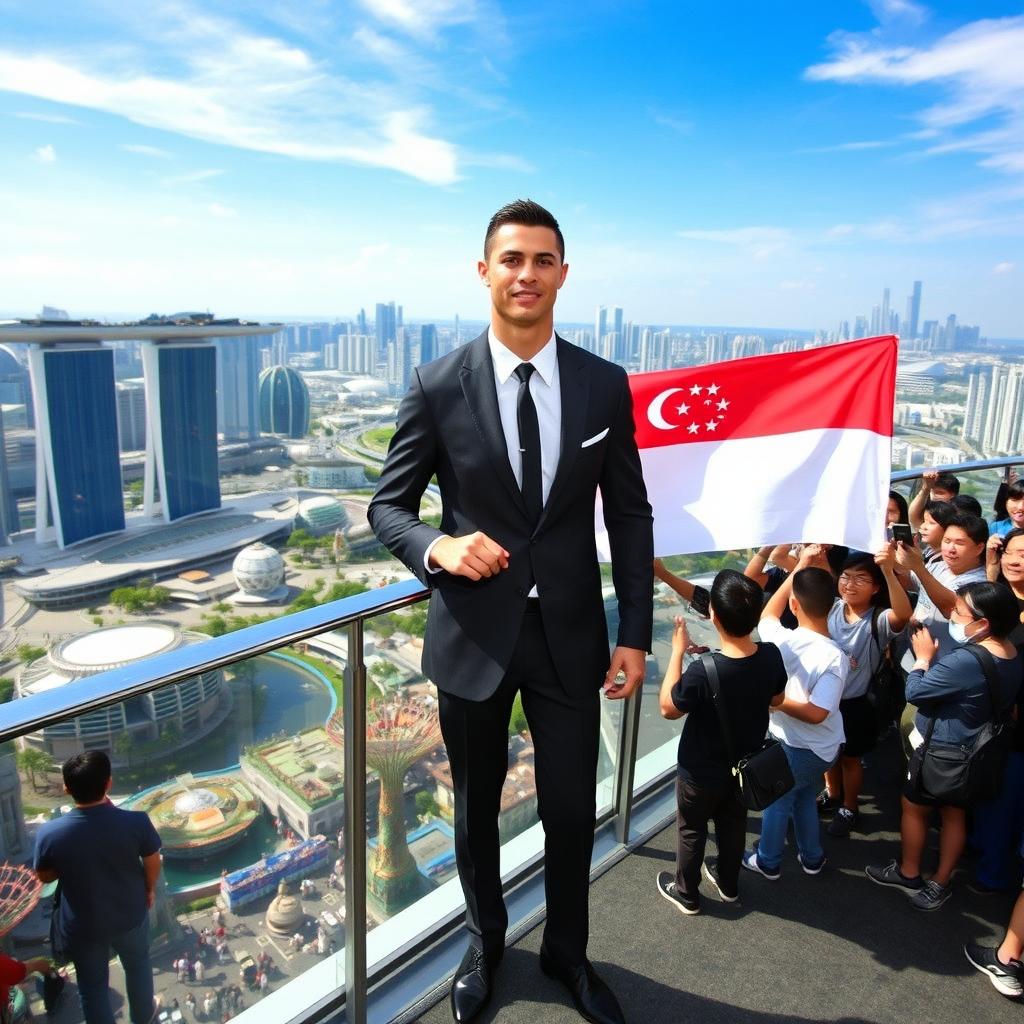 Cristiano Ronaldo visiting the vibrant city of Singapore