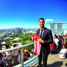 Cristiano Ronaldo visiting the vibrant city of Singapore