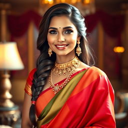 A beautiful and attractive Indian woman with traditional attire, exuding allure and grace