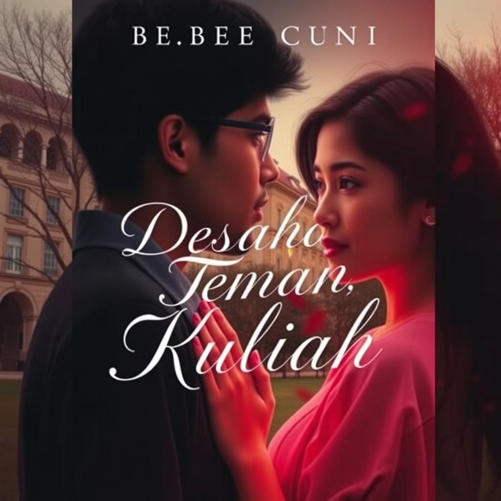 An evocative and alluring cover for the novel "Desahan Teman Kuliah" which translates to "Moans of a College Friend"