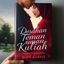 An evocative and alluring cover for the novel "Desahan Teman Kuliah" which translates to "Moans of a College Friend"