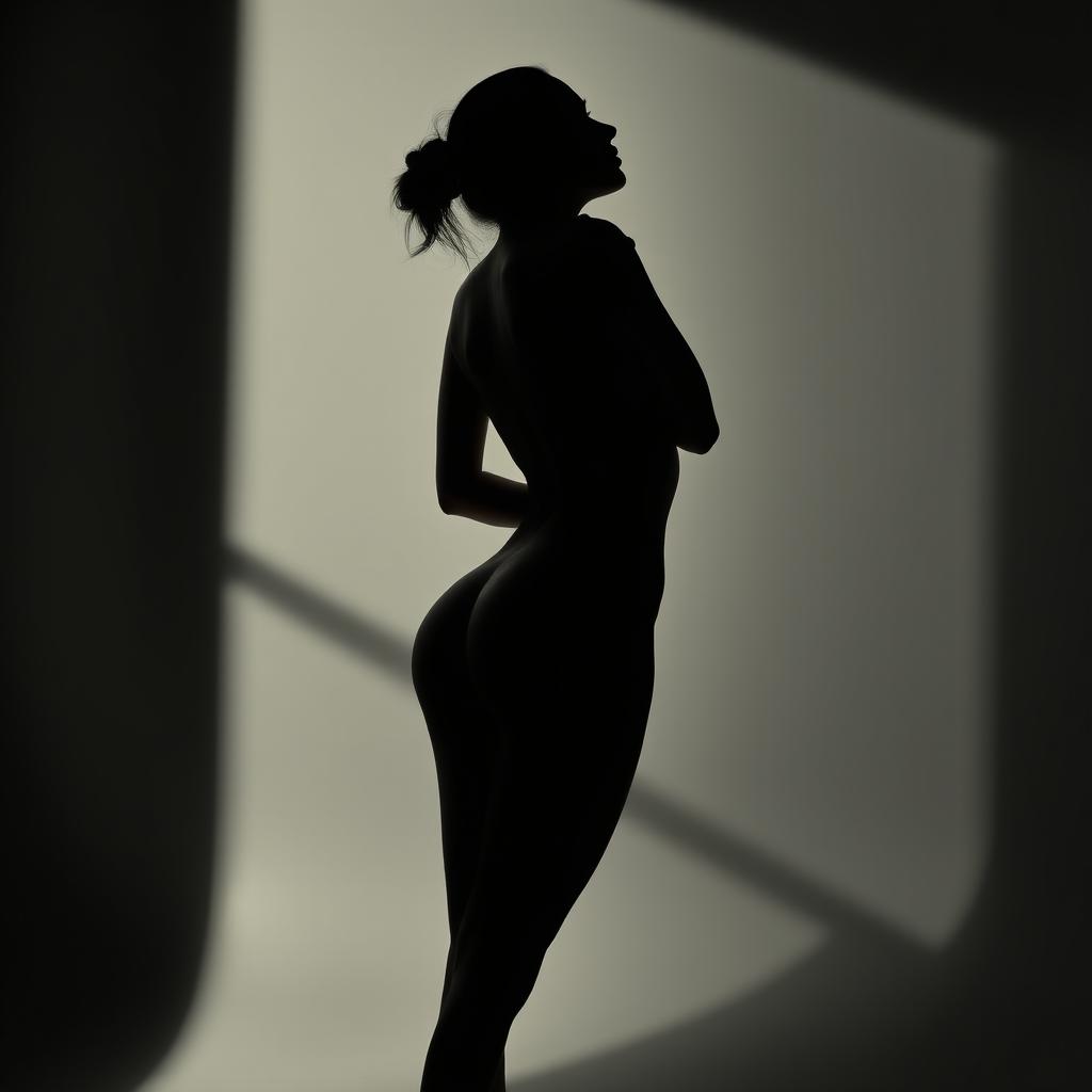 A high-contrast, artistic depiction of a nude woman, highlighting the elegance of the female form