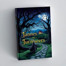 A captivating and imaginative book cover design, featuring an enchanting forest landscape under a starry night sky