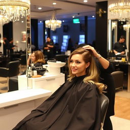 A woman in a beauty salon receiving a pampering beauty treatment, showcasing a lively and luxurious atmosphere