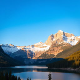 A breathtaking view of a majestic mountain range under a clear blue sky