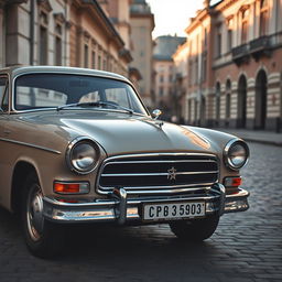 A classic Volga Gaz-24 car, highlighting its iconic Soviet-era design