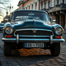 A classic Volga Gaz-24 car, highlighting its iconic Soviet-era design