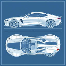 an all-encompassing car body concept blueprint, featuring every possible angle and detail