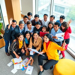 A vibrant and dynamic team photo of the PPDB Kota Bogor Great Team, showcasing diverse members working together in harmony