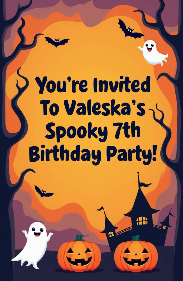 A simple, stylized Halloween-themed kids' birthday party invitation poster