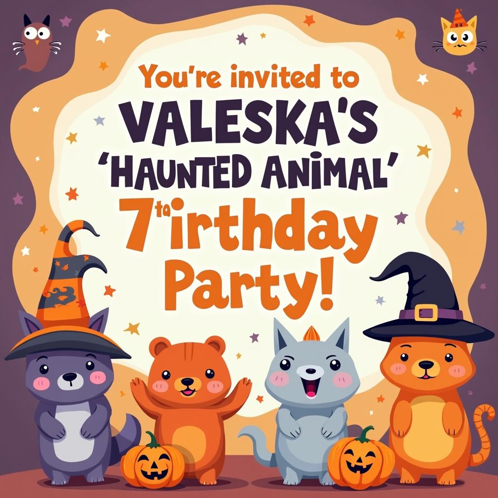 A cute, Halloween-themed kids' birthday party invitation poster