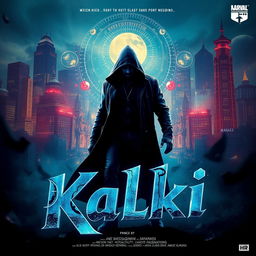 A unique and visually striking poster for a movie titled 'Kalki'