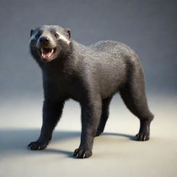 A 3D model of a Honey Badger hound, its fur appearing realistic and full of life, eyes gleaming with intelligence.