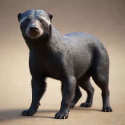 A 3D model of a Honey Badger hound, its fur appearing realistic and full of life, eyes gleaming with intelligence.