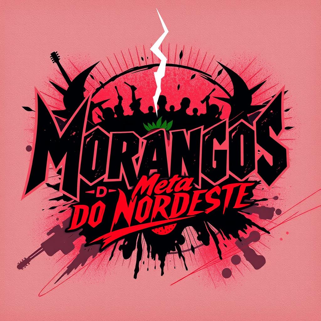 A rock band logo design for "Morangos do Nordeste" with a metal twist