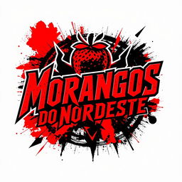 A rock band logo design for "Morangos do Nordeste" with a metal twist