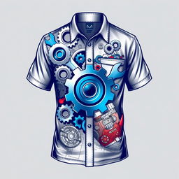 A stylish automotive engineering themed shirt design