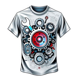 A stylish automotive engineering themed shirt design