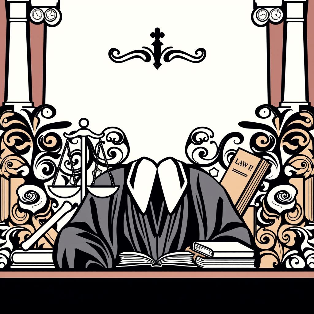 Create a vector style illustration of a law-themed frieze